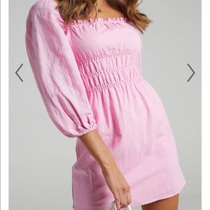 Sold out every where Charlie holiday bohemian smocked dress in pink.